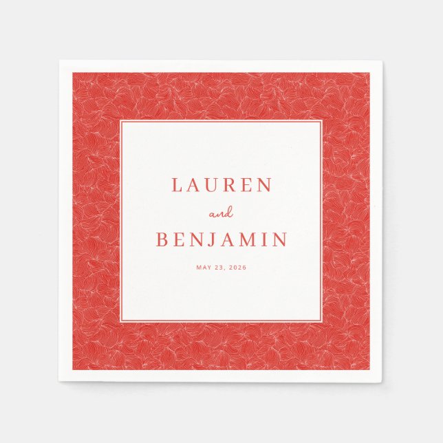 Elegant Red Swirls Napkin (Front)
