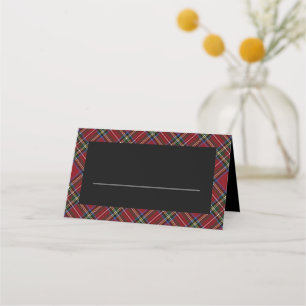 Elegant Red Tartan Christmas Dinner Buffet or Place Card