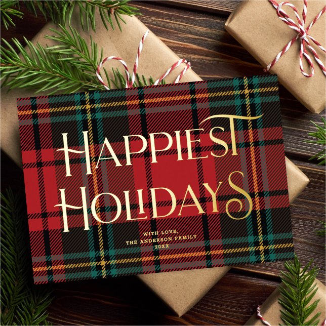 Elegant Red Tartan Christmas Non-Photo Gold (Creator Uploaded)