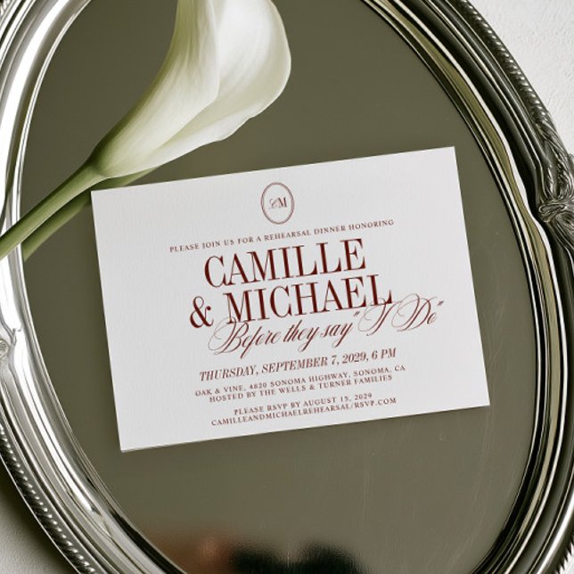 Elegant Red Terracotta Monogram Rehearsal Dinner Invitation (Elegant Red Terracotta Monogram Rehearsal Dinner Invitation)