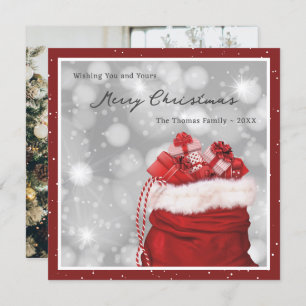 Elegant Red Traditional Photo Merry Christmas Card