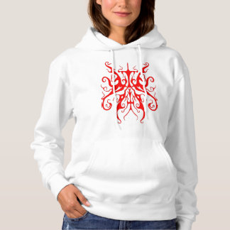 Elegant Red Tribal Mask Abstract Design Hoodie