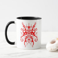Elegant Red Tribal Mask Abstract Design