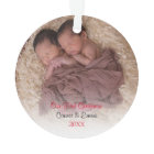 Elegant Red Twin Photo Baby First Christmas