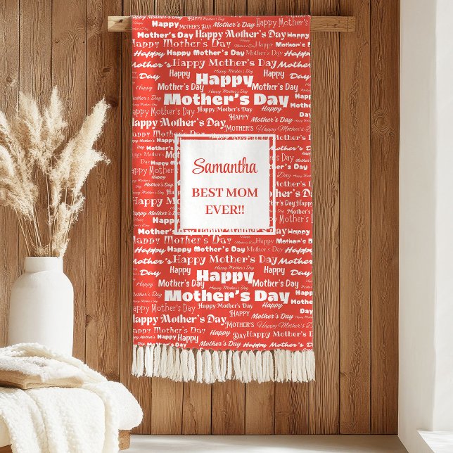 Elegant Red Typography Mother’s Day Best Gift  Sherpa Blanket (Elegant Red Typography Mother’s Day Best Gift Sherpa Blanket )