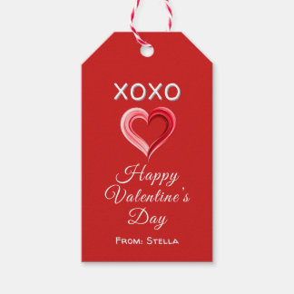 Elegant Red Valentine’s Day Gift Tag with Heart