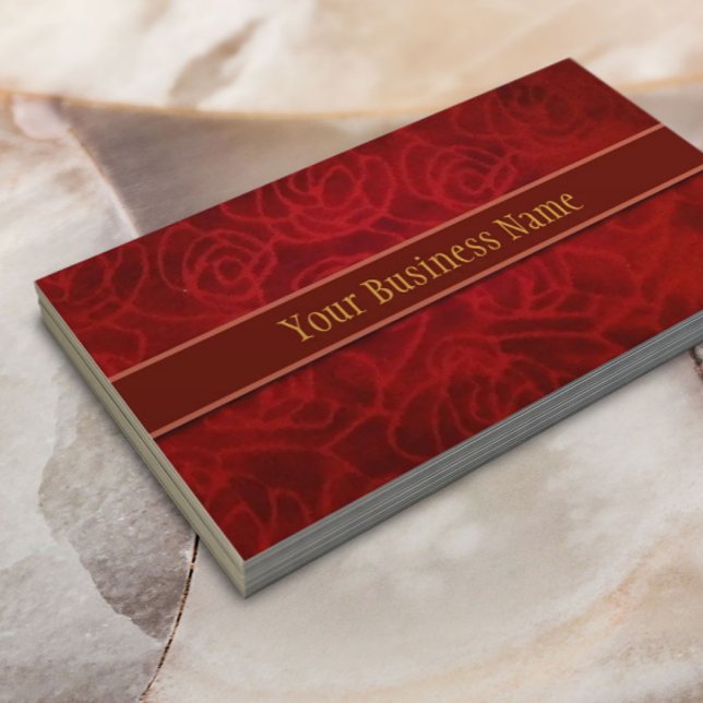 Elegant Red Velvet Background Salon Spa Business Card (Creator Uploaded)