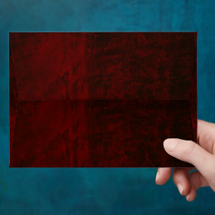 Elegant Red Velvet Envelope with Dark Red Flowers