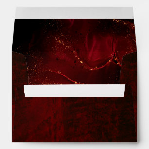 Elegant Red Velvet Envelope with Marble Glitter