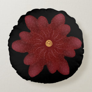 Elegant Red Velvet Flower on Black   Dark Floral A Round Cushion