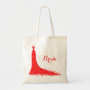 Elegant Red Vintage Lace Wedding Dress Tote Bag