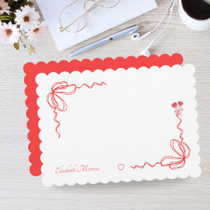 Elegant Red Watercolor Bow Personalised Card