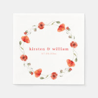 Elegant Red Watercolor Poppy Flower Wreath