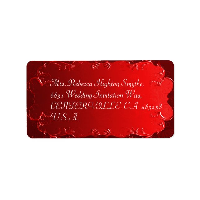 Elegant Red Wedding Address Labels (Front)
