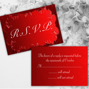 Elegant Red Wedding RSVP Card