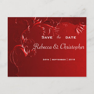 Elegant Red Wedding Save the Date Announcement Postcard