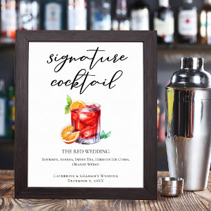 Elegant Red Wedding Single Signature Cocktail Poster