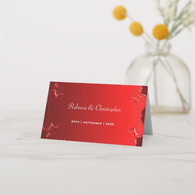 Elegant Red Wedding Table Place Card (Back)