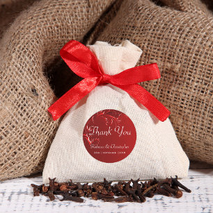 Elegant Red Wedding Thank You Classic Round Sticker