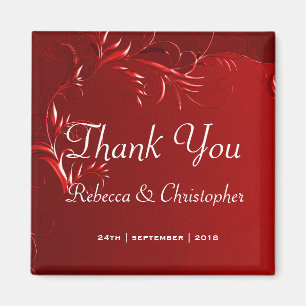 Elegant Red Wedding Thank You Magnet