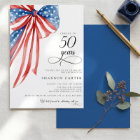 Elegant Red White Blue Patriotic 50th Birthday