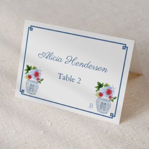 Elegant Red White Blue Wedding Place Card