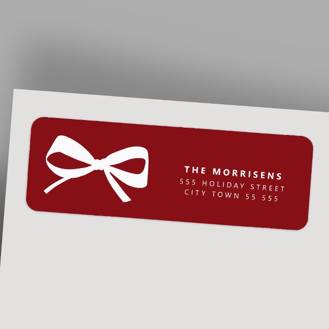 Elegant red white bow Christmas return address (Creator Uploaded)