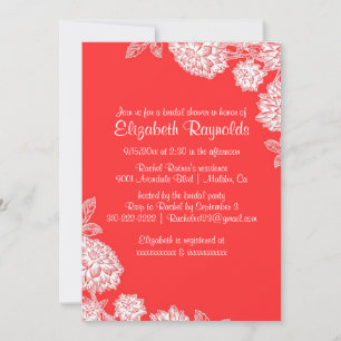 Elegant Red & White Bridal Shower Invitations
