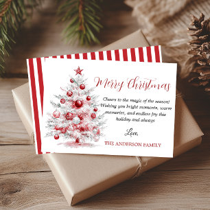 Elegant Red White Christmas Tree  Holiday Card