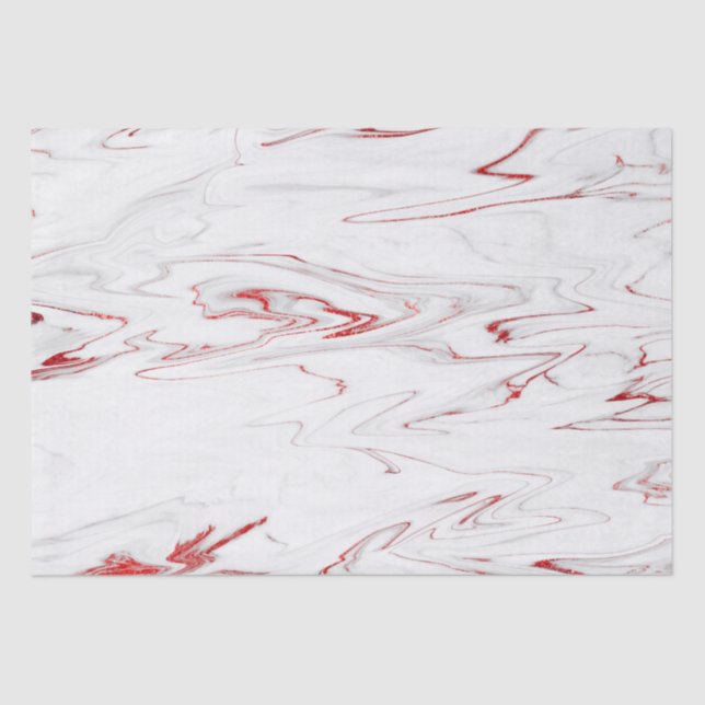 Elegant Red White Faux Marble Christmas Tissue Paper (Front)