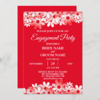 Elegant Red White Floral Engagement Party