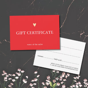 Elegant Red White Gold Heart Beauty Salon