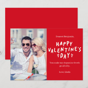 Elegant Red White HAPPY Valentine's Day Photo Holiday Card