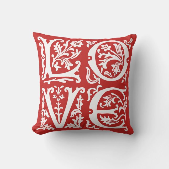 Elegant Red White Love Word Art Valentine Cushion (Front)