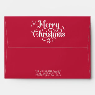 Elegant Red White Merry Christmas Trendy Stylish Envelope