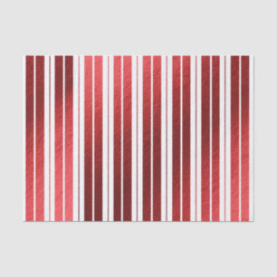 Elegant Red White Metallic Candy Striped Tissue Paper