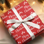 Elegant Red White Tree Pattern Merry Christmas Wrapping Paper<br><div class="desc">Elegant and modern red and white "Merry Christmas" wrapping paper with a tree pattern. Great to wrap your xmas presents this winter and Holiday season.</div>