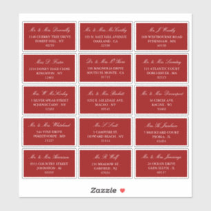 Elegant Red & White Wedding Individual Address