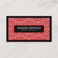 Elegant Red & White Zebra Pattern Black Accents