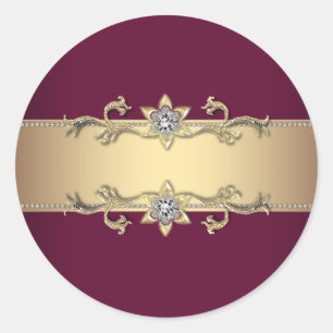 Elegant Red Wine and Gold Stickers
