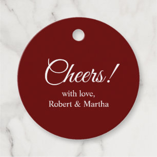 Elegant Red Wine Cheers Custom Personalised Favour Tags