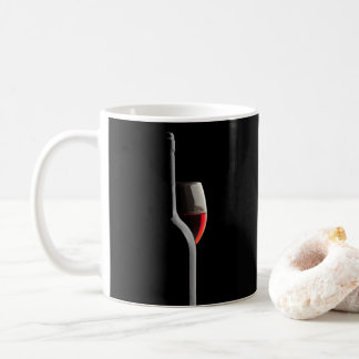 Elegant Red Wine Glass & Bottle. Black Background Coffee Mug