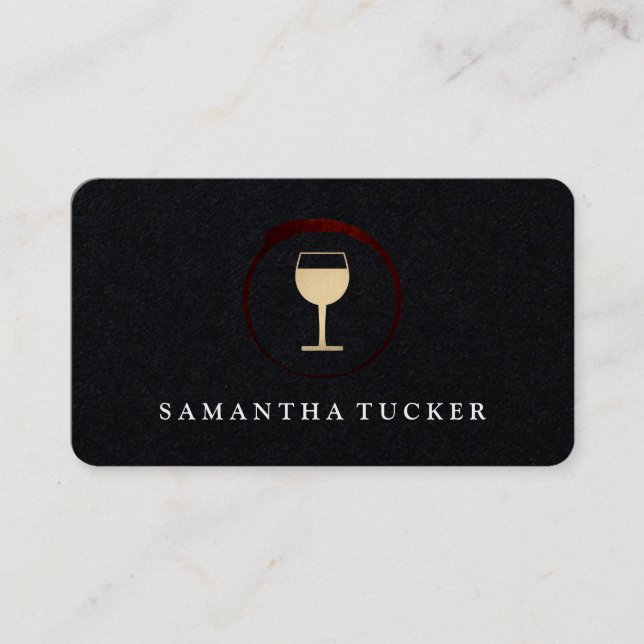 Elegant Red Wine Stain with Wine Glass Business Card (Front)