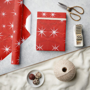 Elegant Red with Shiny stares romantic valentine  Wrapping Paper
