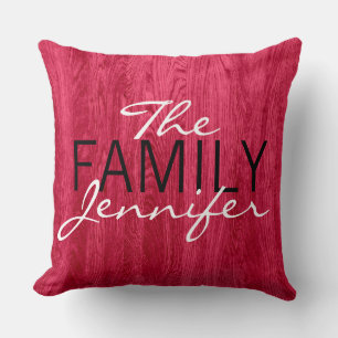 Elegant Red Wood Grain Background Cushion