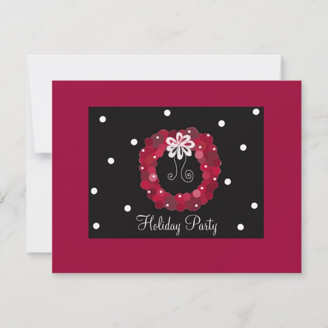 Elegant Red Wreath Party Invitation (Front)
