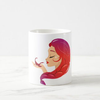  Elegant Redhead American Woman with Butterfly Art Coffee Mug
