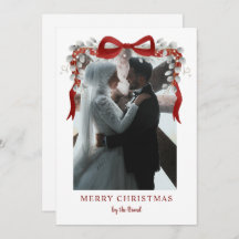 Elegant RedMerry Christmas Letterpress Photo Cards