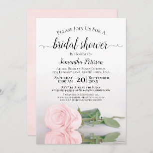 Elegant Reflecting Blush Pink Rose Bridal Shower Invitation
