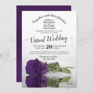 Elegant Reflecting Purple Rose Virtual Wedding Invitation
